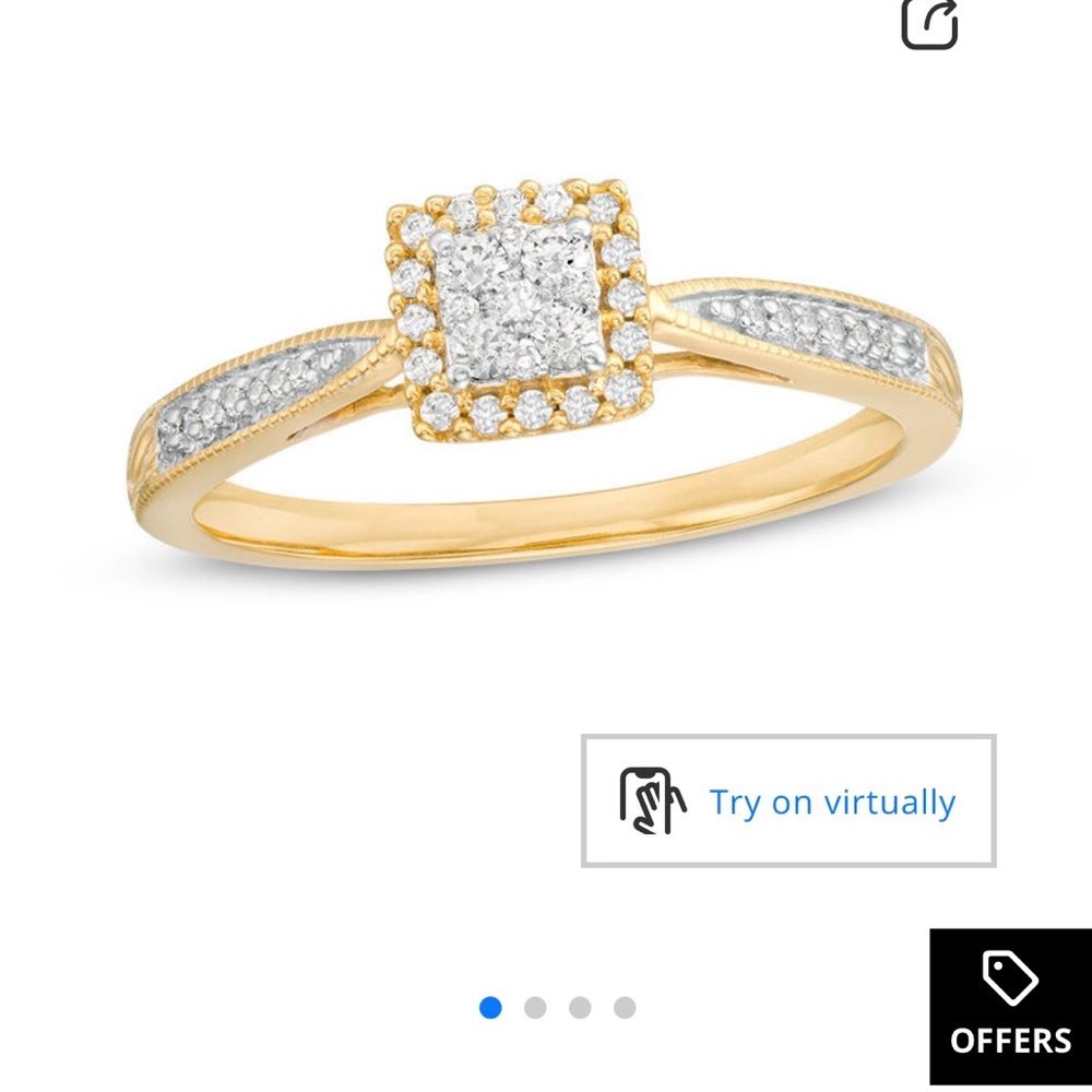 Zales 1/5 CT. T.W. Quad Diamond Frame Promise Ring in 10K Gold